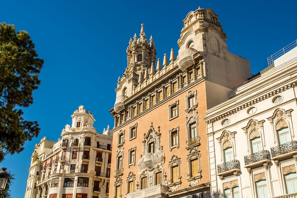 Scenic architecture cityscape, Valencia, Spain.